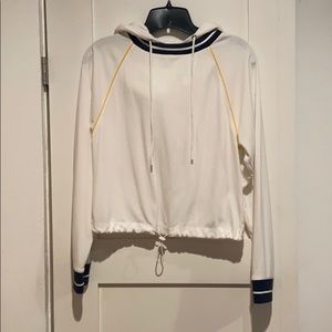Cropped soft sweatshirt with draw string waist